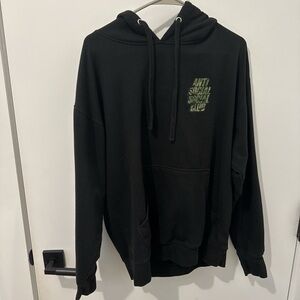 Anti Social Social Club Black Hoodie, Green Camo Logo